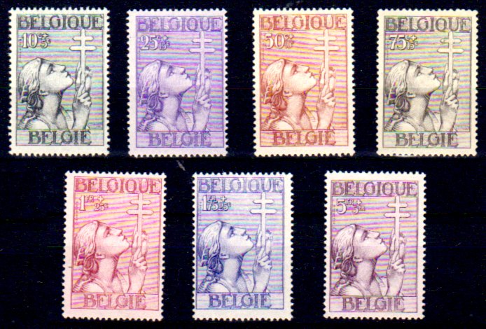 Timbre Belgique Yvert 377/383