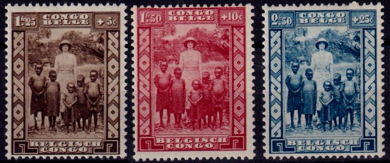 Timbre Congo Belge Yvert 194/196