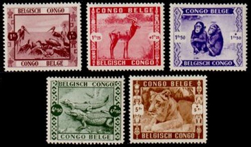 Timbre Congo Belge Yvert 209/213