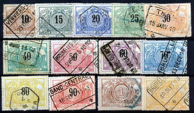 Timbres Belgique Yvert Chemin Fer 15/27