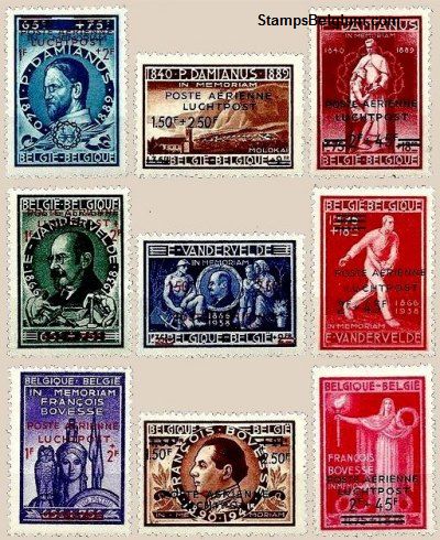 Timbre Belgique Yvert Aérienne 15/23